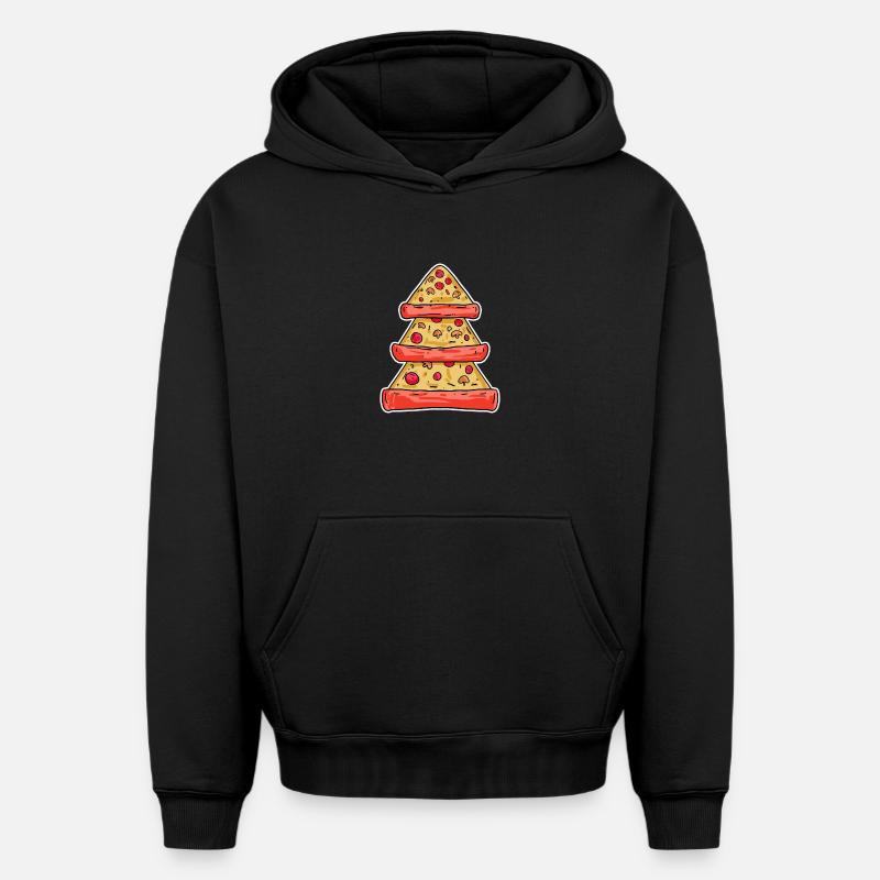 Pizza Baum - Sweat à capuche unisexe oversize épais SPREAD - noir