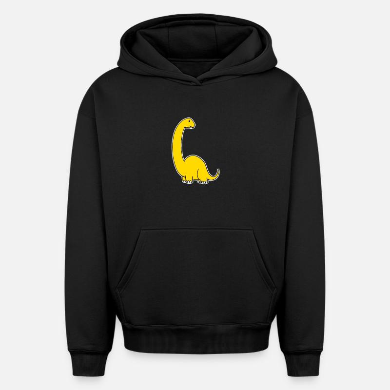 Dino jaune doux - Sweat à capuche unisexe oversize épais SPREAD - noir
