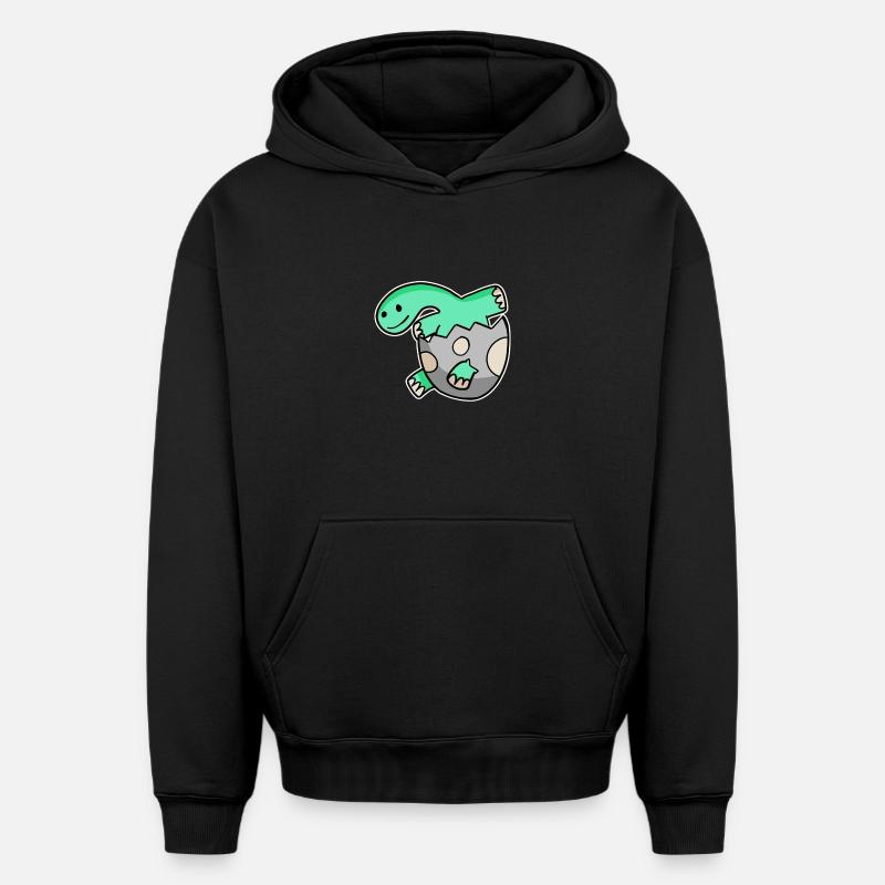 Bébé Dino - Sweat à capuche unisexe oversize épais SPREAD - noir