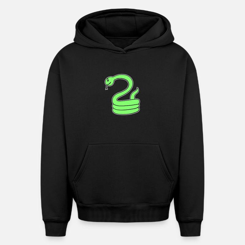 Serpent - Serpent vert - Sweat à capuche unisexe oversize épais SPREAD - noir