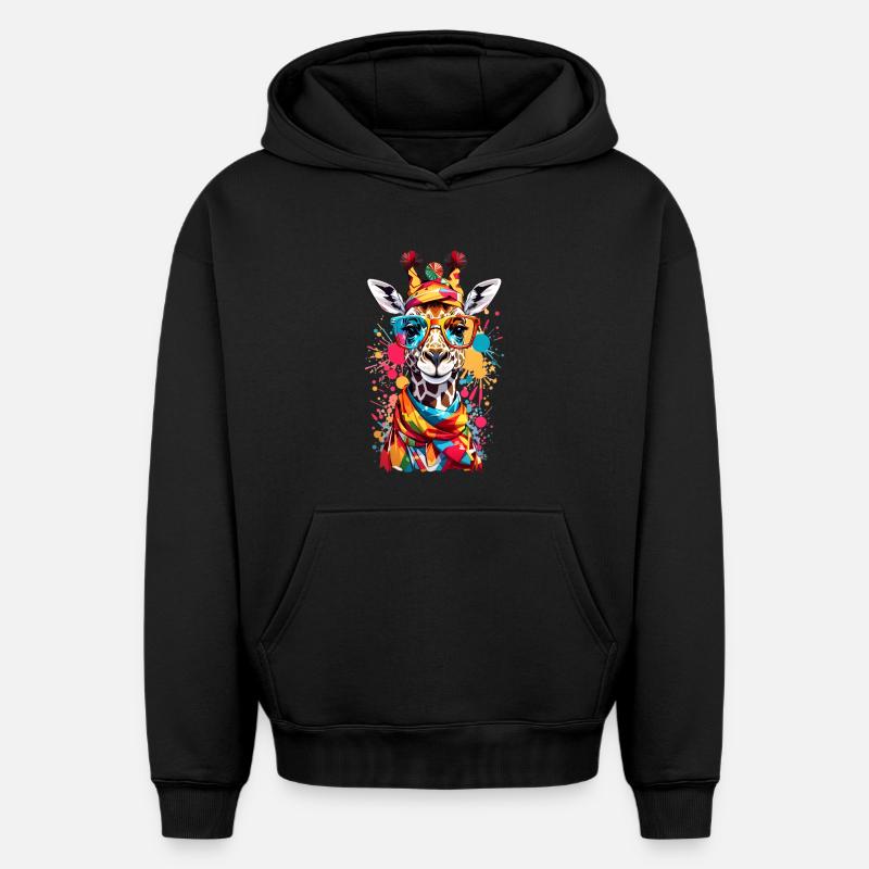 Girafe cool - Sweat à capuche unisexe oversize épais SPREAD - noir