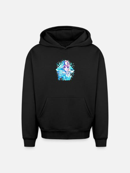 Anime Snow Queen Ice Princess - Oversized Heavyweight Unisex Hoodie - black