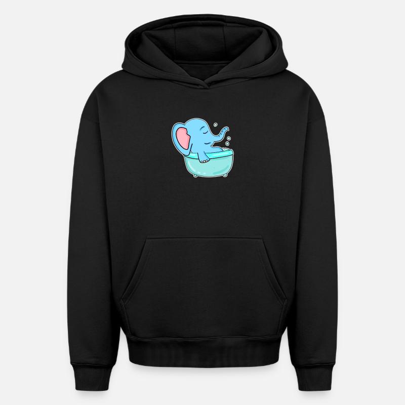 Baignoire Elephant - Sweat à capuche unisexe oversize épais SPREAD - noir