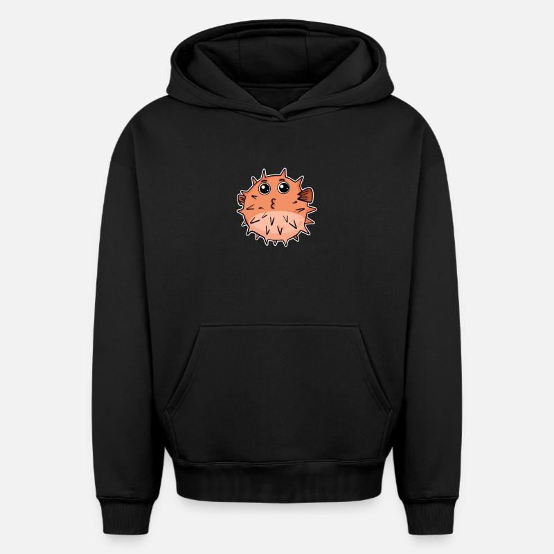 Poisson-globe - Sweat à capuche unisexe oversize épais SPREAD - noir