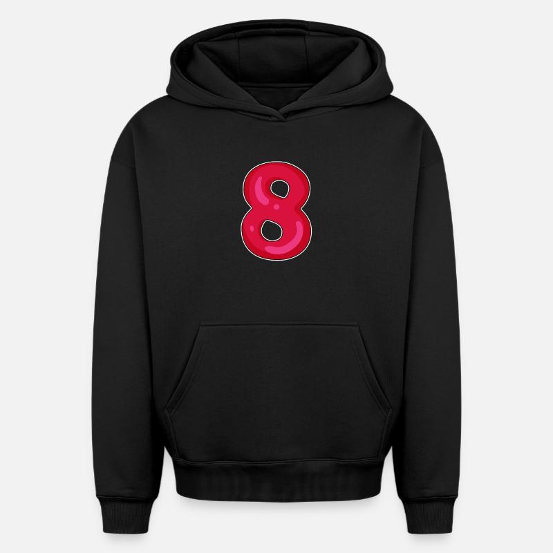 Numéro 8 Numéro Huit - Sweat à capuche unisexe oversize épais SPREAD - noir