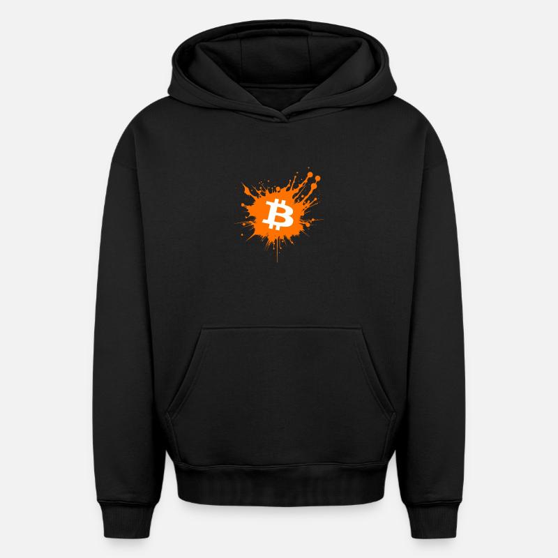 Bitcoin Crypto Cryptocurrency Splash - Sweat à capuche unisexe oversize épais SPREAD - noir