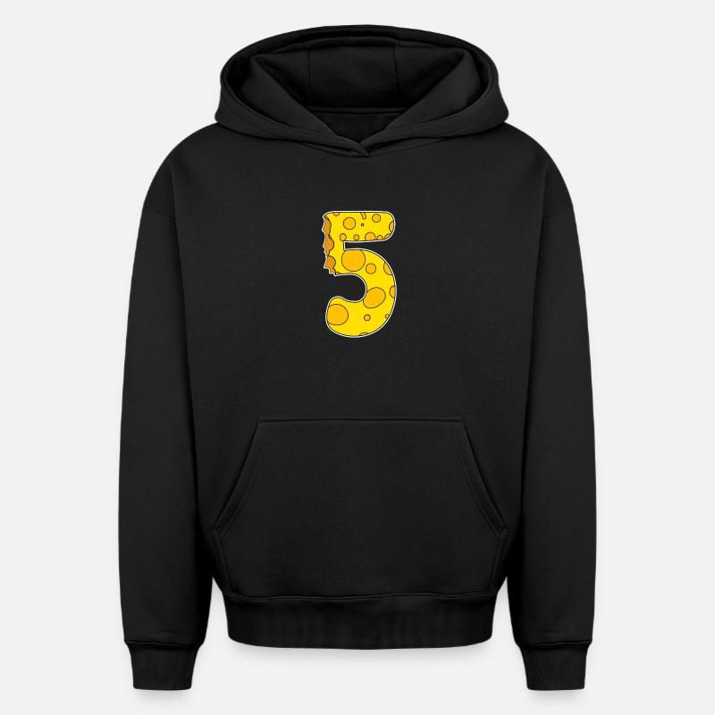 Numéro 5 - Cinq - Sweat à capuche unisexe oversize épais SPREAD - noir