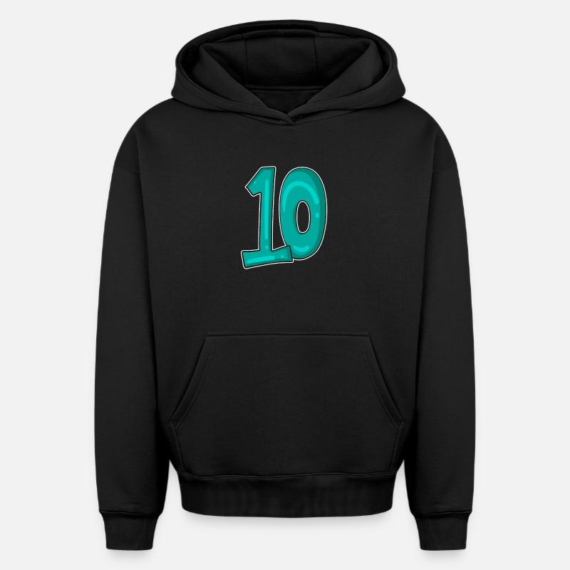 10 Dix - Sweat à capuche unisexe oversize épais SPREAD - noir