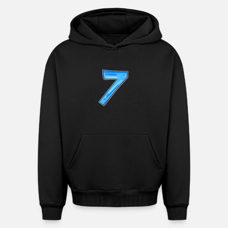 7 Nombre - Sweat à capuche unisexe oversize épais SPREAD - noir
