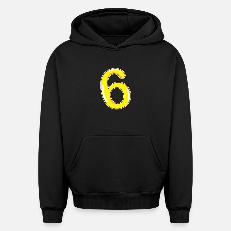 Numéro 6 Numéro jaune - Sweat à capuche unisexe oversize épais SPREAD - noir