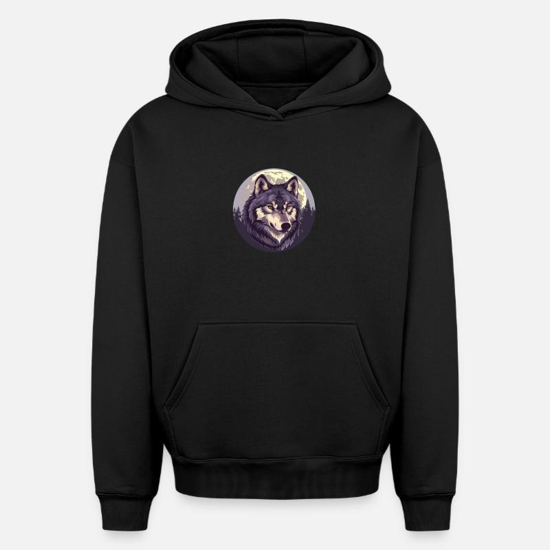 Sang de loup - Sweat à capuche unisexe oversize épais SPREAD - noir