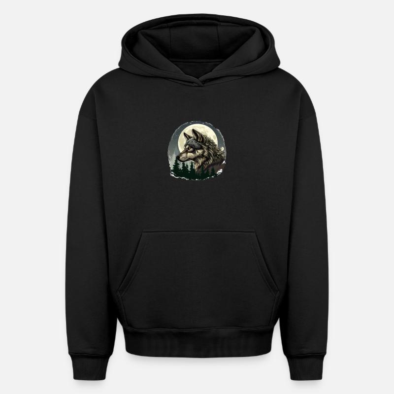 Sang de loup - Sweat à capuche unisexe oversize épais SPREAD - noir