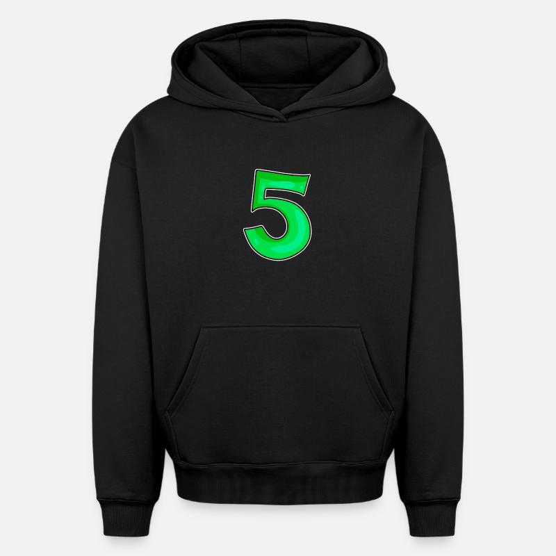Numéro 5 Numéro Vert - Sweat à capuche unisexe oversize épais SPREAD - noir