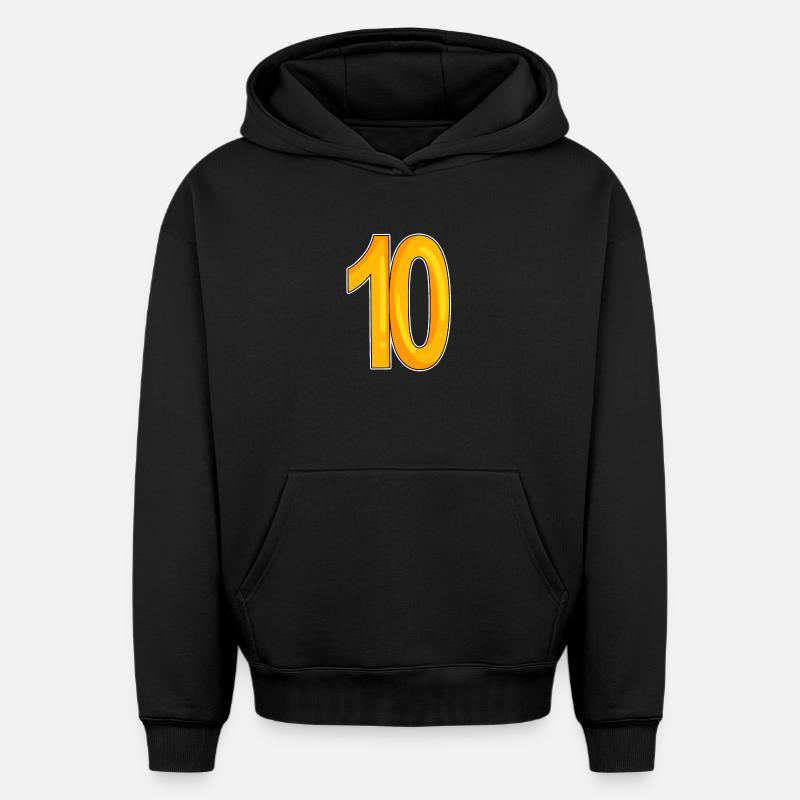 10 - dix - jaune - Sweat à capuche unisexe oversize épais SPREAD - noir