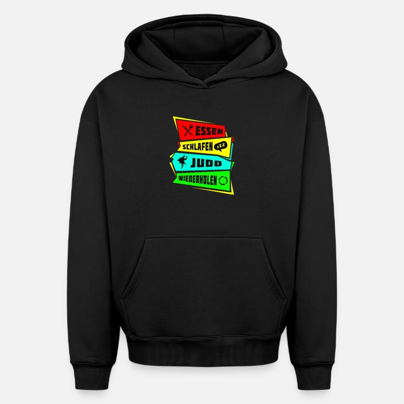 Manger dormir Judo Répéter - Sweat à capuche unisexe oversize épais SPREAD - noir