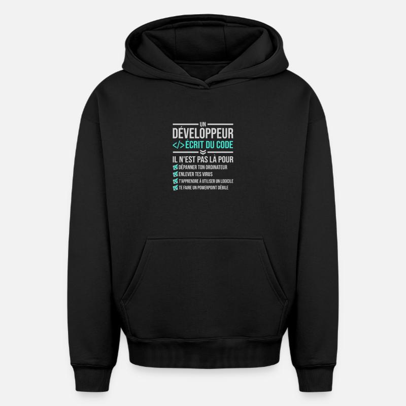 Developer Writing Code - Oversized Heavyweight Unisex Hoodie - black