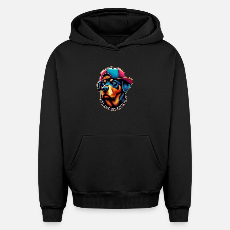 Chien - Sweat à capuche unisexe oversize épais SPREAD - noir