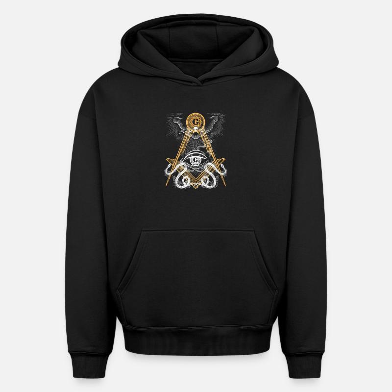 Emblème de l’œil maçonnique - Sweat à capuche unisexe oversize épais SPREAD - noir