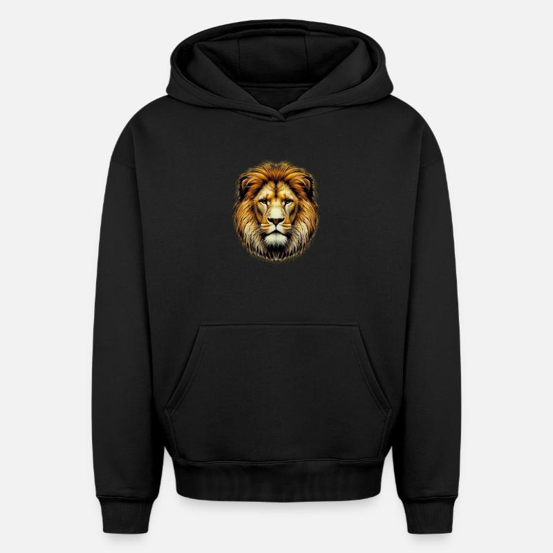 Lion - Sweat à capuche unisexe oversize épais SPREAD - noir