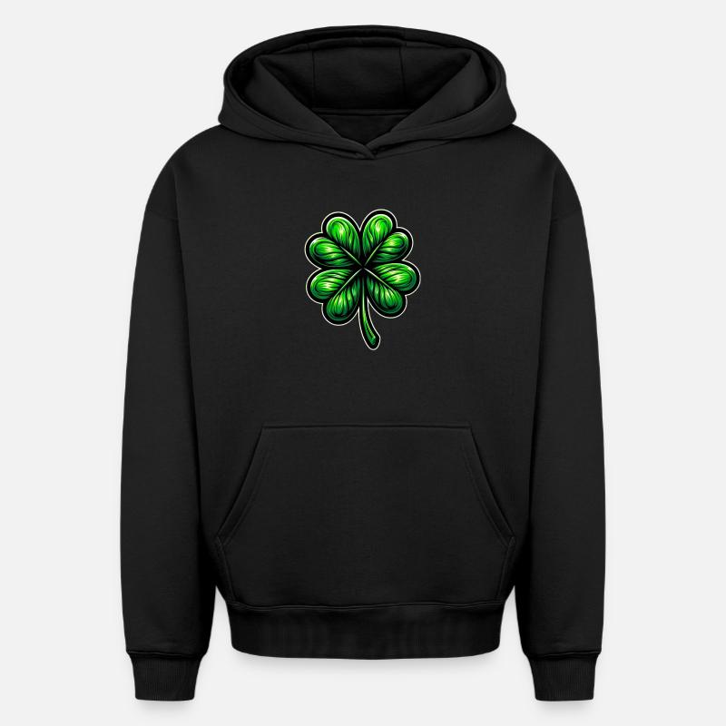 Trèfle à quatre feuilles - Sweat à capuche unisexe oversize épais SPREAD - noir