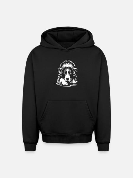 Border Collie "Black Edition" - Oversized Heavyweight Unisex Hoodie - black