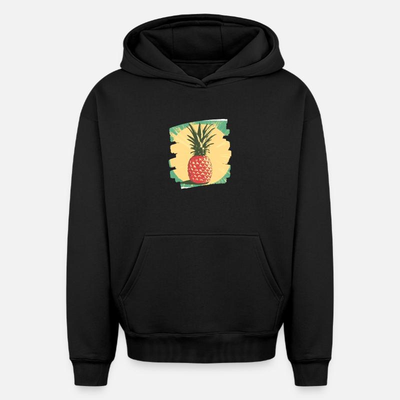 Ananas - Sweat à capuche unisexe oversize épais SPREAD - noir
