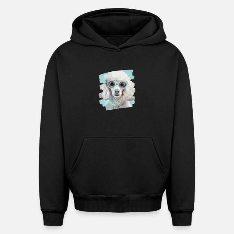 Caniche - Sweat à capuche unisexe oversize épais SPREAD - noir