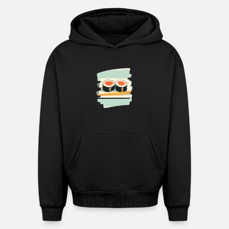 Sushi - Sweat à capuche unisexe oversize épais SPREAD - noir