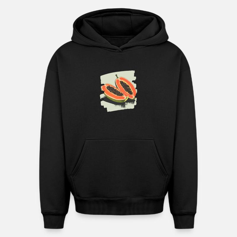 Papaye - Sweat à capuche unisexe oversize épais SPREAD - noir