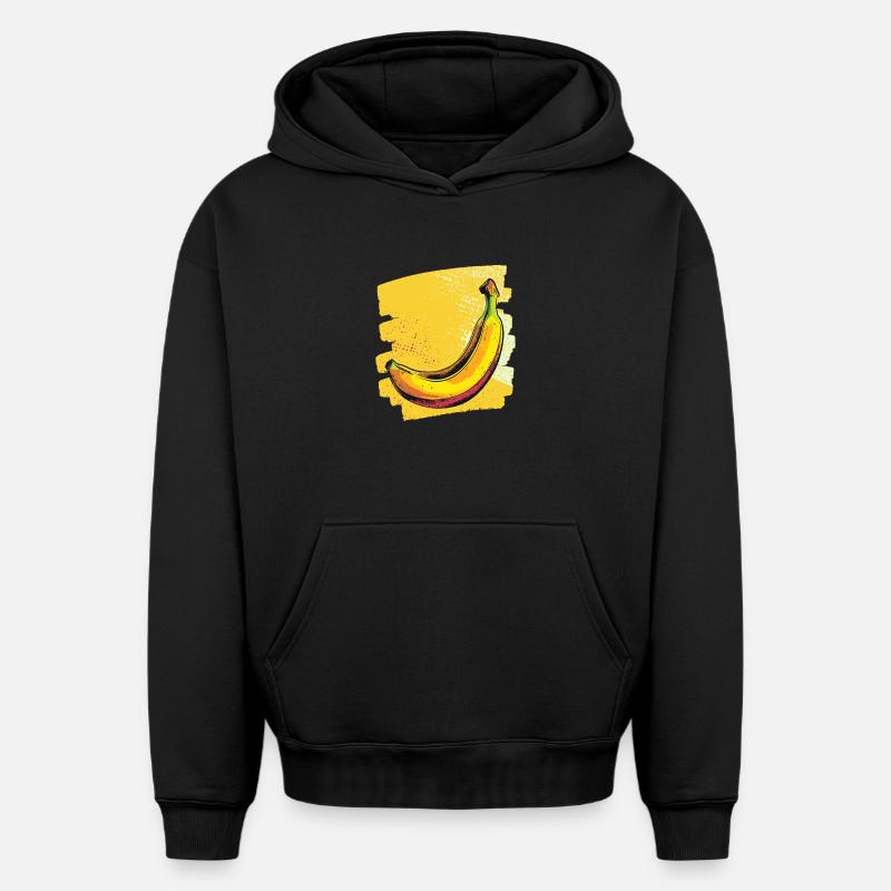 Banane - Sweat à capuche unisexe oversize épais SPREAD - noir