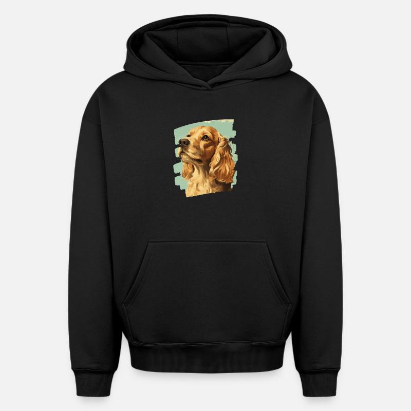 Cocker Spaniel - Sweat à capuche unisexe oversize épais SPREAD - noir