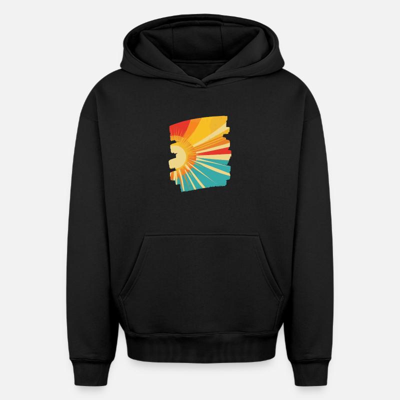 Soleil d’été - Sweat à capuche unisexe oversize épais SPREAD - noir