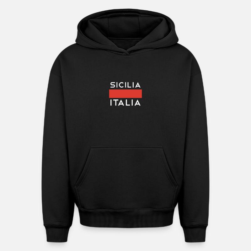 Sicily Pullover Sweat à capuche - Sweat à capuche unisexe oversize épais SPREAD - noir