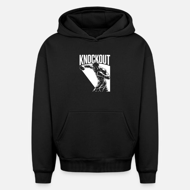 Knock-out - Sweat à capuche unisexe oversize épais SPREAD - noir