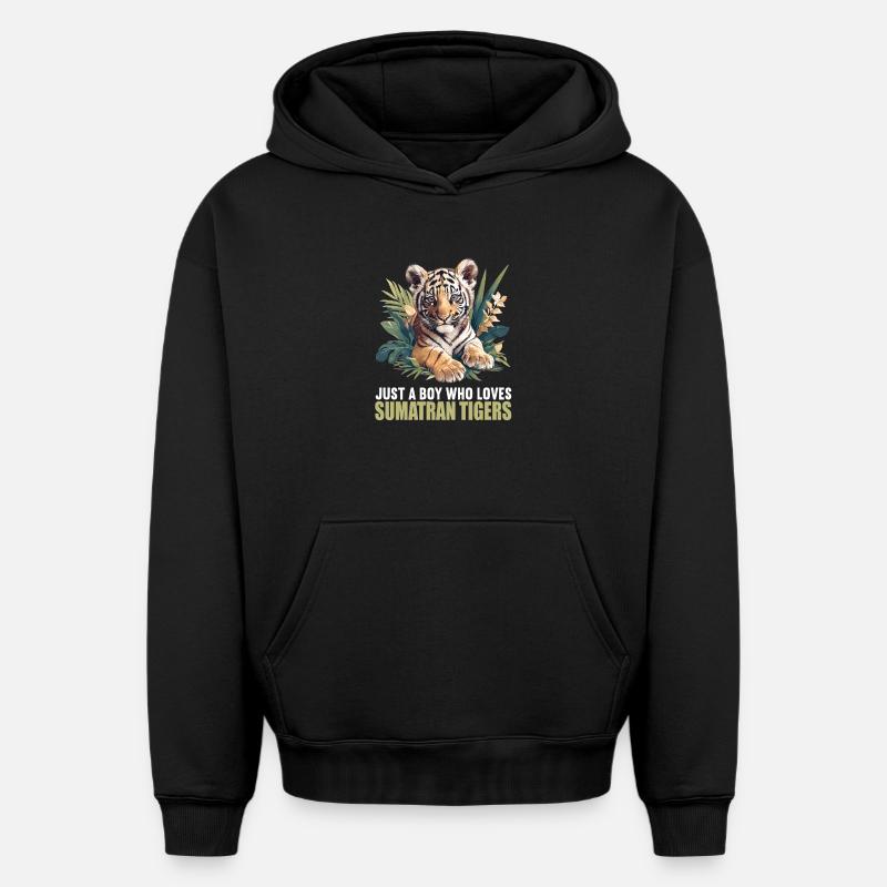 Tigre de Sumatra - Sweat à capuche unisexe oversize épais SPREAD - noir