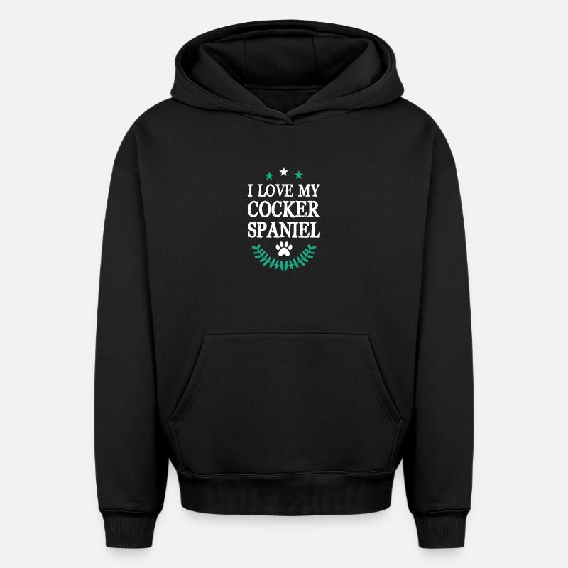 COCKER_SPANIEL - Sweat à capuche unisexe oversize épais SPREAD - noir