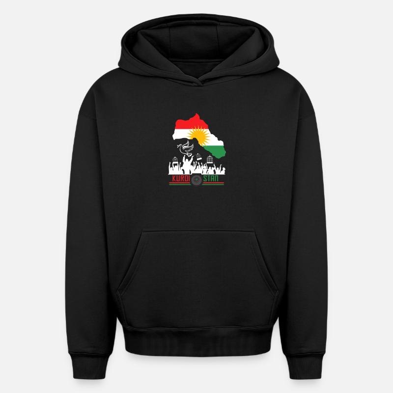 Drapeaux kurdes avec Kurdistan Kurde - Sweat à capuche unisexe oversize épais SPREAD - noir