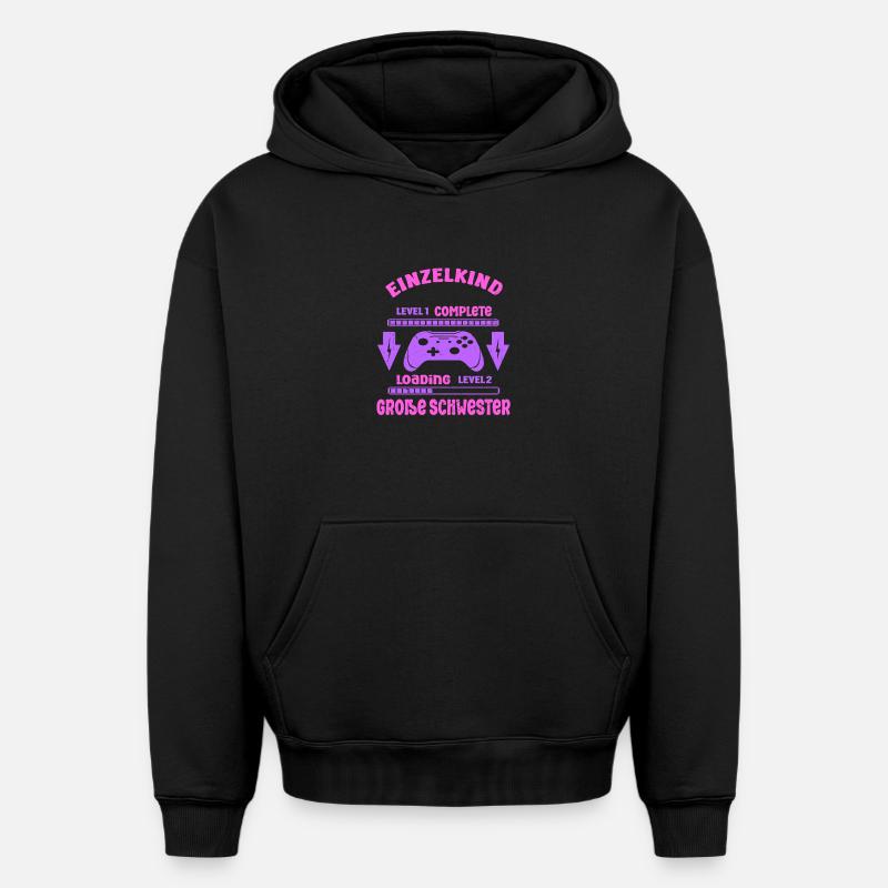 Einzelkind Complete - Loading Große Schwester 2026 - Oversized Heavyweight Unisex Hoodie - Schwarz