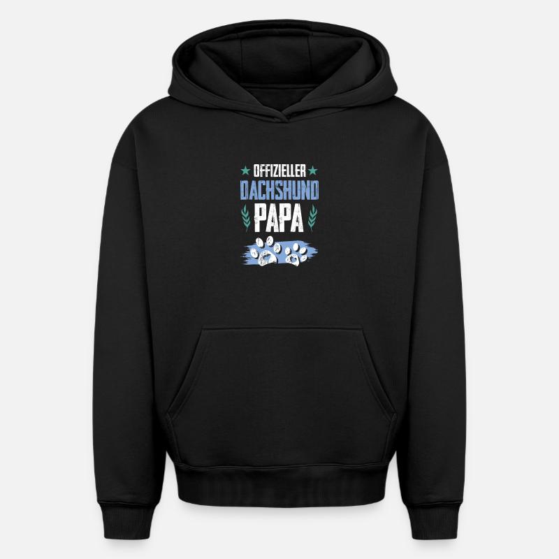 teckel teckel chiens papa - Sweat à capuche unisexe oversize épais SPREAD - noir