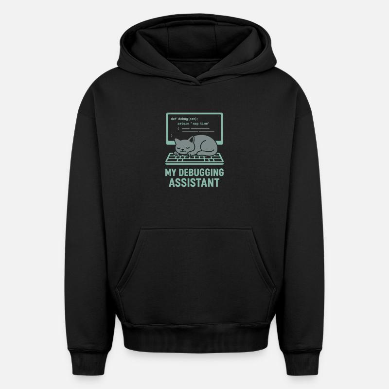 Mein Debugging Assistent Katze - Oversized Heavyweight Unisex Hoodie - Schwarz