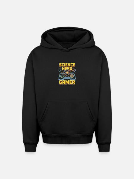 Science Nerd Gamer Atom Controller Wissenschaft - Sweat à capuche unisexe oversize épais SPREAD - noir