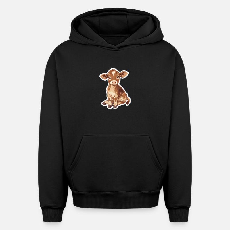 Vache - Sweat à capuche unisexe oversize épais SPREAD - noir