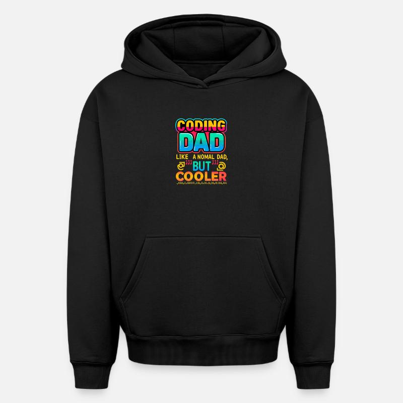 Codage Papa Cooler, Programmeur - Sweat à capuche unisexe oversize épais SPREAD - noir