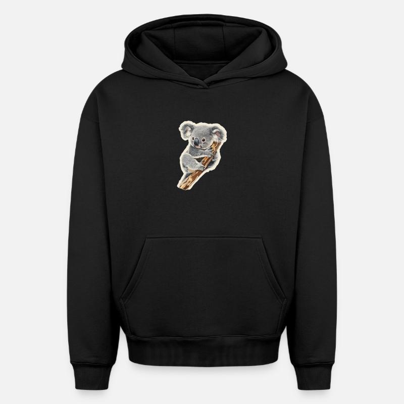 Koala - Sweat à capuche unisexe oversize épais SPREAD - noir