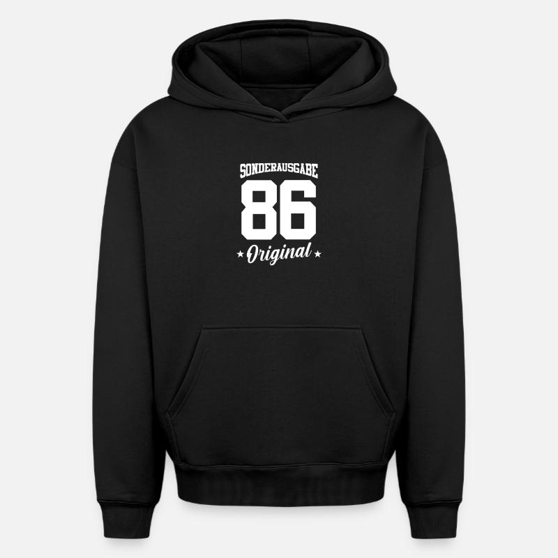 86 Anniversaire - Sweat à capuche unisexe oversize épais SPREAD - noir