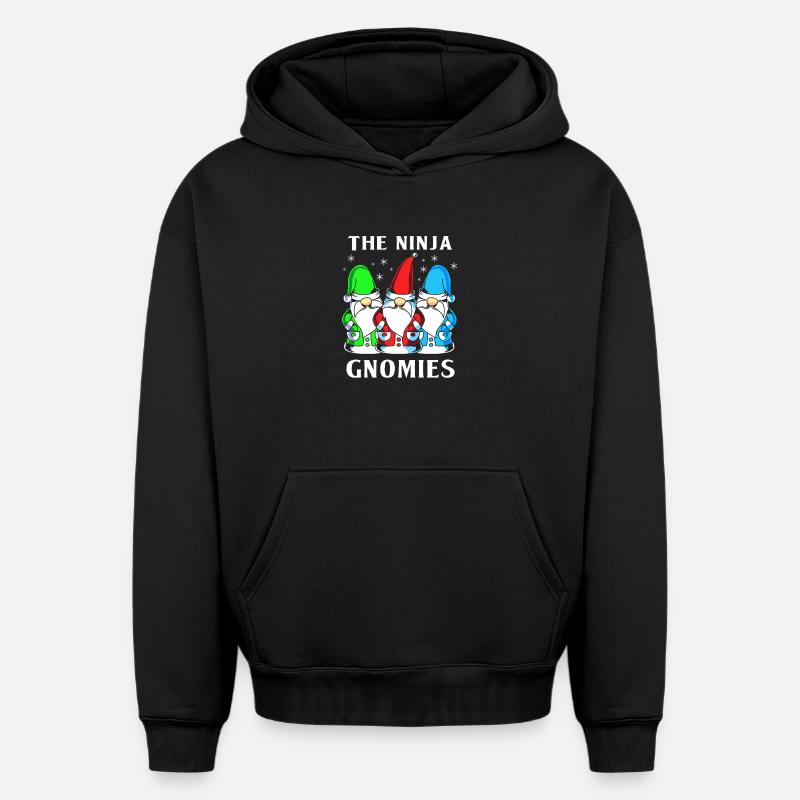 Gnome Ninja - Sweat à capuche unisexe oversize épais SPREAD - noir