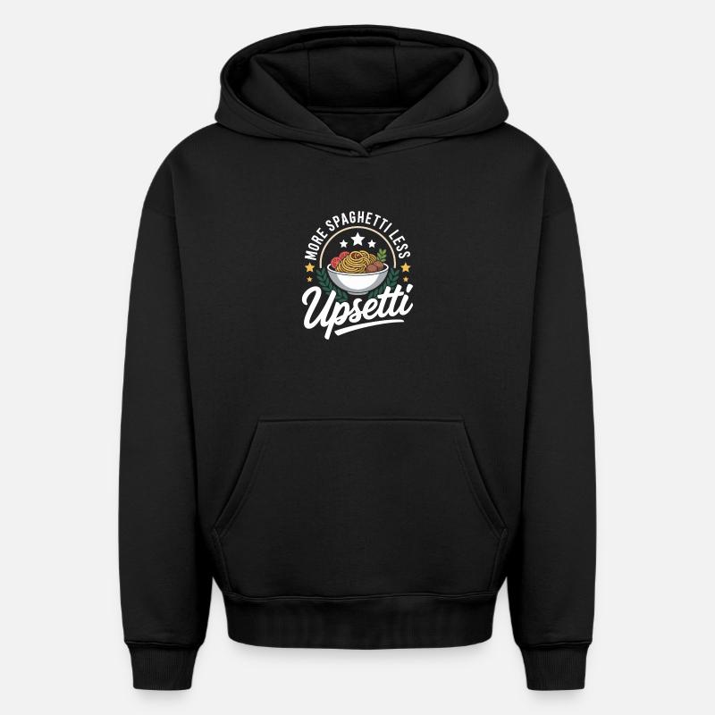 Plus de spaghettis, moins d’upsetti - Sweat à capuche unisexe oversize épais SPREAD - noir