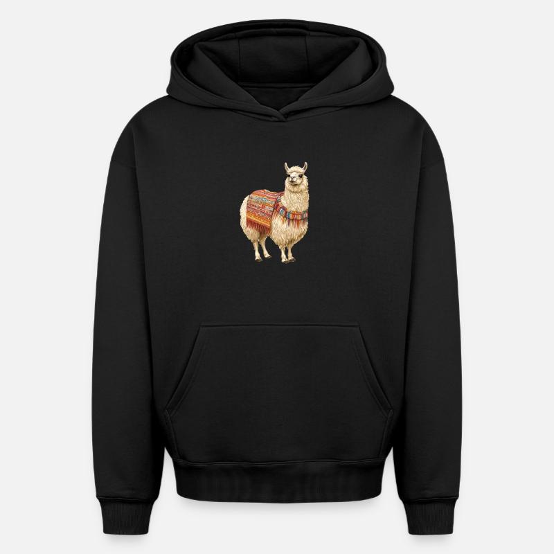lama - Sweat à capuche unisexe oversize épais SPREAD - noir