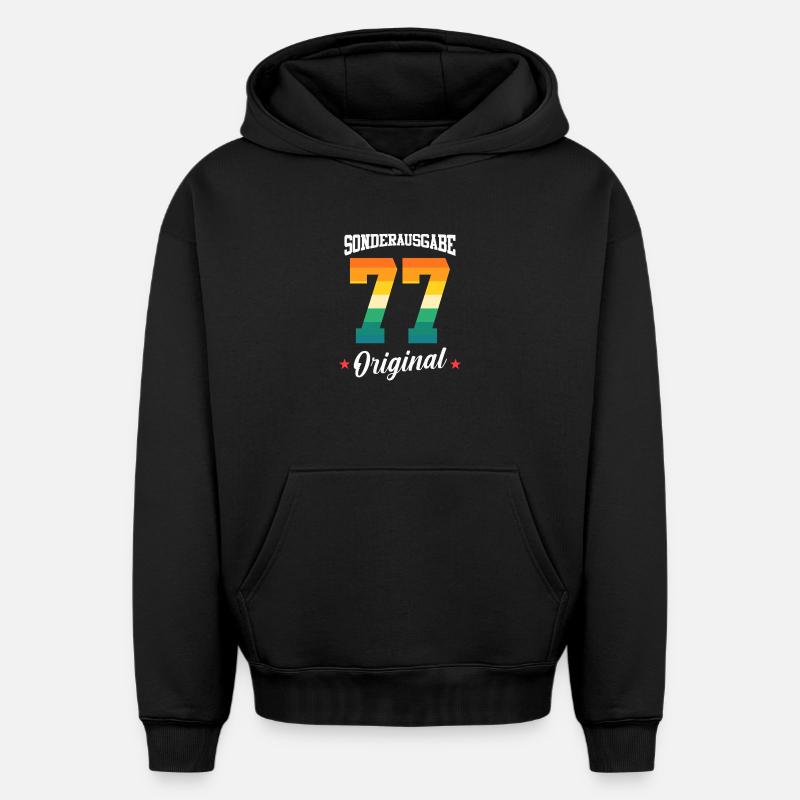 77 Anniversaire - Sweat à capuche unisexe oversize épais SPREAD - noir
