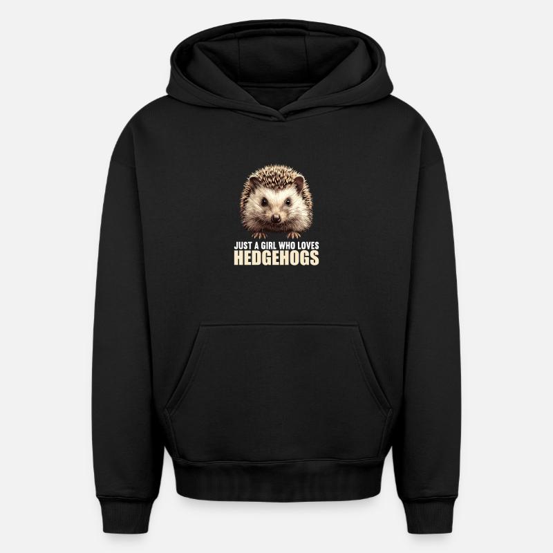 Hérisson - Sweat à capuche unisexe oversize épais SPREAD - noir